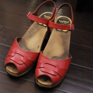 Red sandals/ clogs